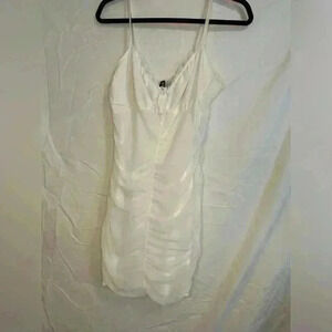 Divided ruched mini White dress